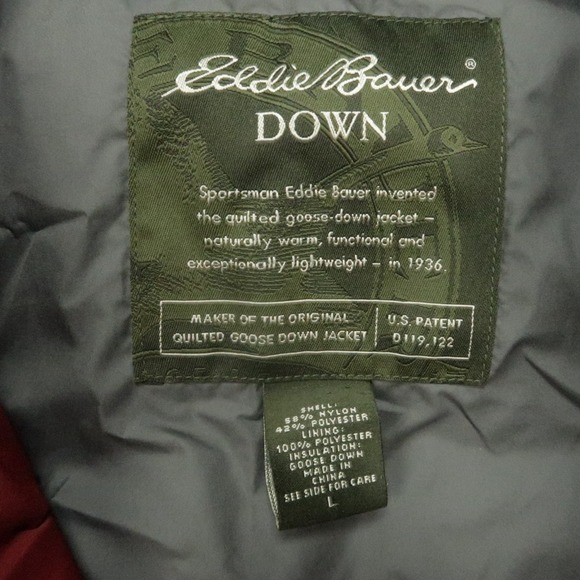 Eddie Bauer Vest Mens Large Red Goose Down Puffer Quilted Full Zip Pockets - Picture 4 of 11